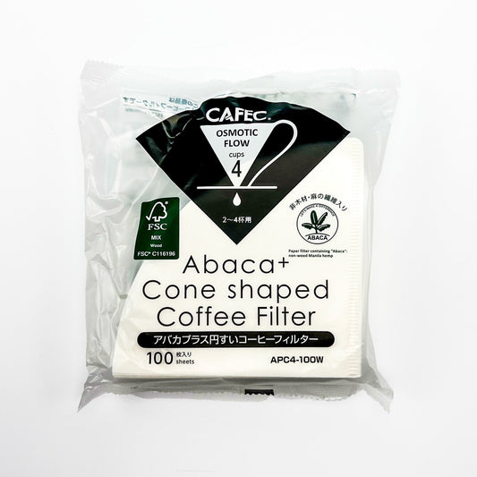 CAFEC Abaca+ Cone Shaped Coffee Filters (100 ct) - White Rock Coffee
