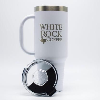 Insulated 40oz Travel Mug (White) - White Rock Coffee