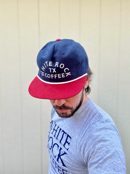 White Rock Coffee Navy/Red Rope Hat