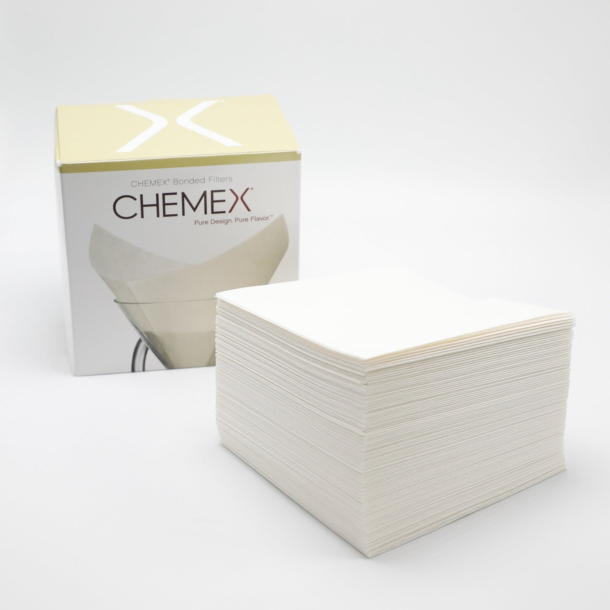 CHEMEX® Bonded Filters Pre-Folded Squares, 100 Count White - White Rock Coffee