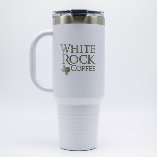 Insulated 40oz Travel Mug (White) - White Rock Coffee